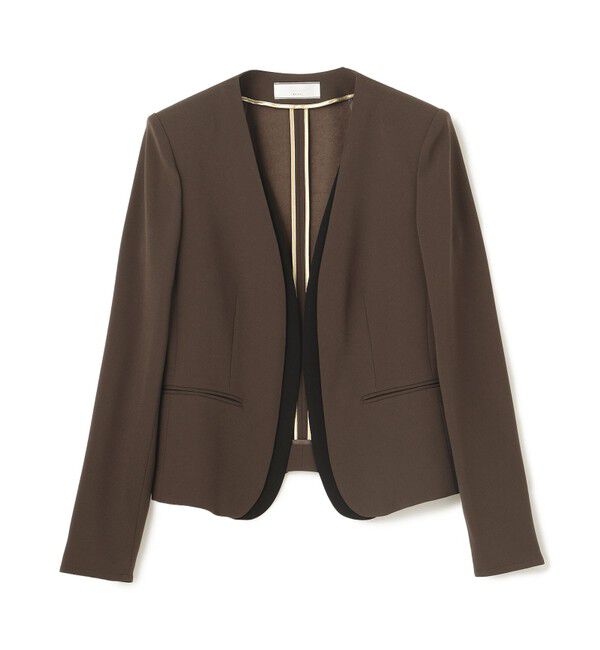 BEIGE,「【セットアップ対応】CINDY / ダブルカラージャケット」|ノーカラージャケット|Brown &times;Black