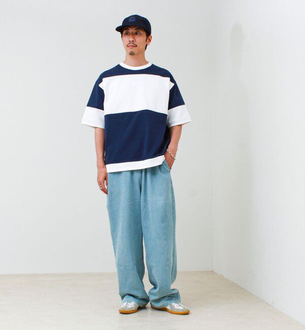 GLOSTER「【バックプリントが映える】切り替え GOODNESS オーバーストライプ Tシャツ」|Tシャツ・カットソー|