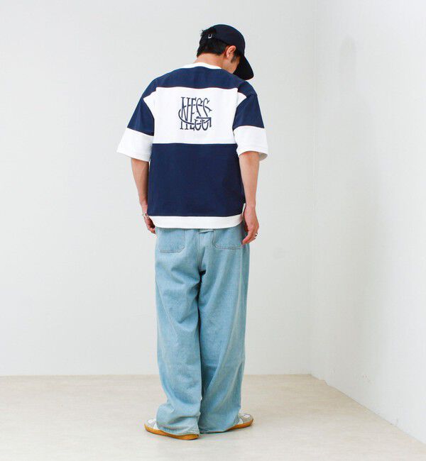 GLOSTER「【バックプリントが映える】切り替え GOODNESS オーバーストライプ Tシャツ」|Tシャツ・カットソー|