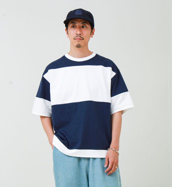 GLOSTER「【バックプリントが映える】切り替え GOODNESS オーバーストライプ Tシャツ」|Tシャツ・カットソー|