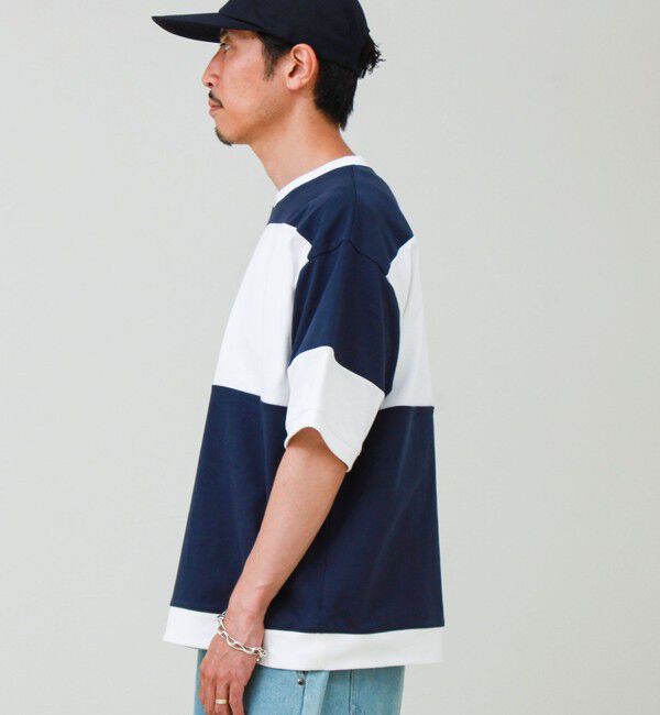 GLOSTER「【バックプリントが映える】切り替え GOODNESS オーバーストライプ Tシャツ」|Tシャツ・カットソー|