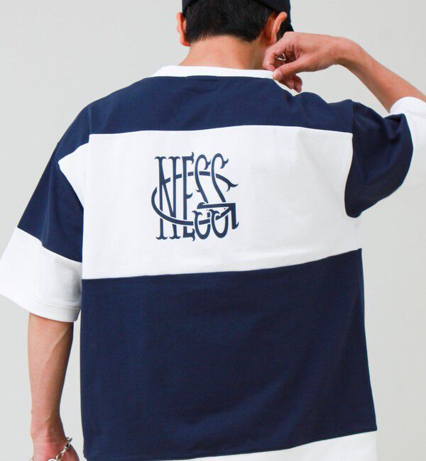 GLOSTER「【バックプリントが映える】切り替え GOODNESS オーバーストライプ Tシャツ」|Tシャツ・カットソー|