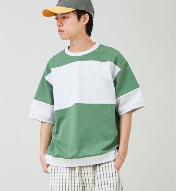 GLOSTER「【バックプリントが映える】切り替え GOODNESS オーバーストライプ Tシャツ」|Tシャツ・カットソー|
