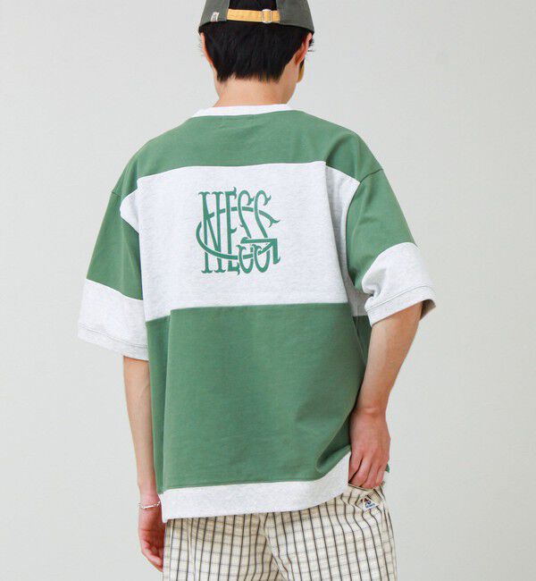 GLOSTER「【バックプリントが映える】切り替え GOODNESS オーバーストライプ Tシャツ」|Tシャツ・カットソー|