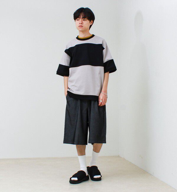 GLOSTER「【バックプリントが映える】切り替え GOODNESS オーバーストライプ Tシャツ」|Tシャツ・カットソー|