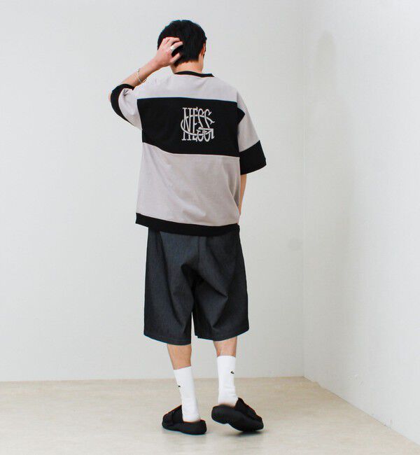 GLOSTER「【バックプリントが映える】切り替え GOODNESS オーバーストライプ Tシャツ」|Tシャツ・カットソー|