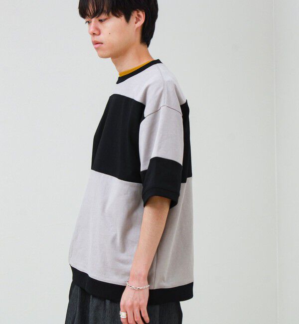 GLOSTER「【バックプリントが映える】切り替え GOODNESS オーバーストライプ Tシャツ」|Tシャツ・カットソー|