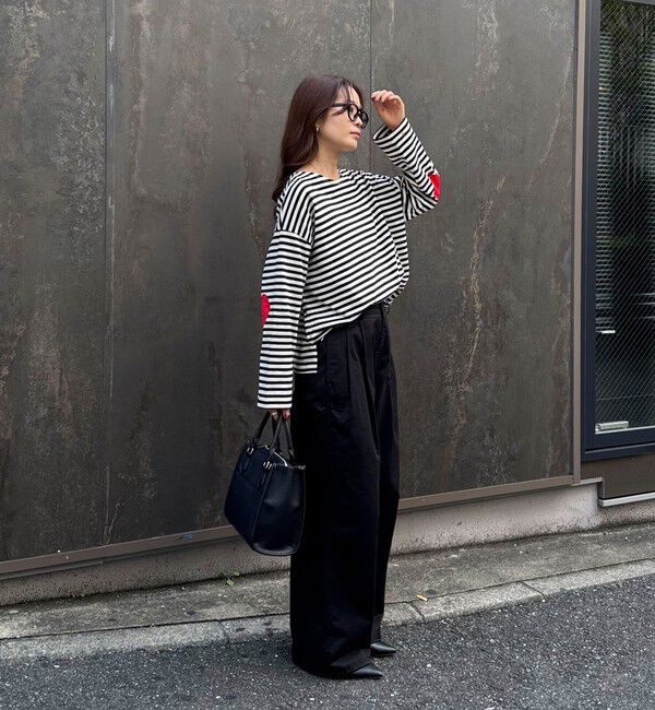 fredy emue「ボーダーハートパッチプルオーバーカットソー」|Tシャツ・カットソー|