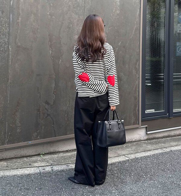 fredy emue「ボーダーハートパッチプルオーバーカットソー」|Tシャツ・カットソー|