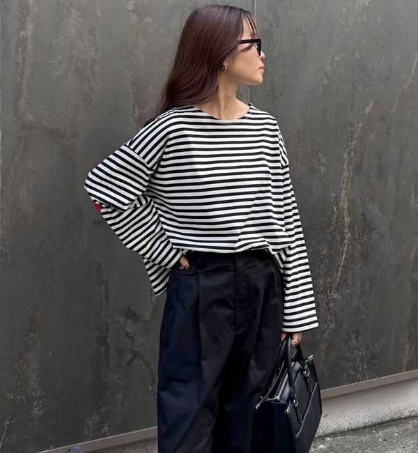 fredy emue「ボーダーハートパッチプルオーバーカットソー」|Tシャツ・カットソー|