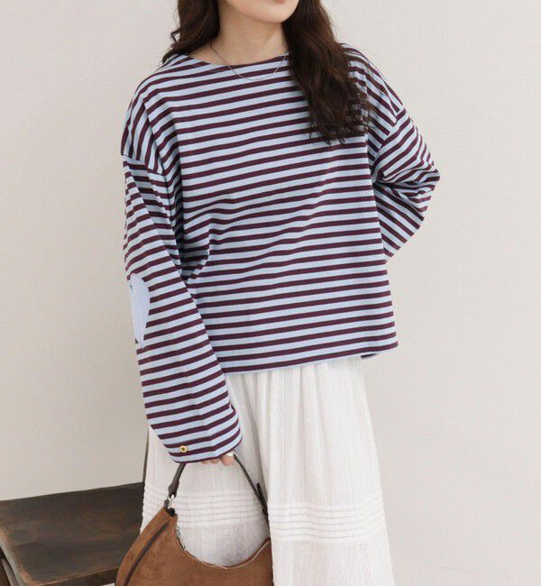 fredy emue「ボーダーハートパッチプルオーバーカットソー」|Tシャツ・カットソー|