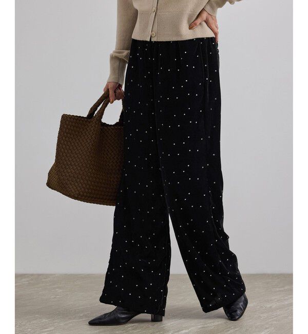SALON adam et rope'「【COUTURE D'ADAM（クチュール ド アダム）】Stardust Glitter Velvet Easy Wide Pant」|チノ|
