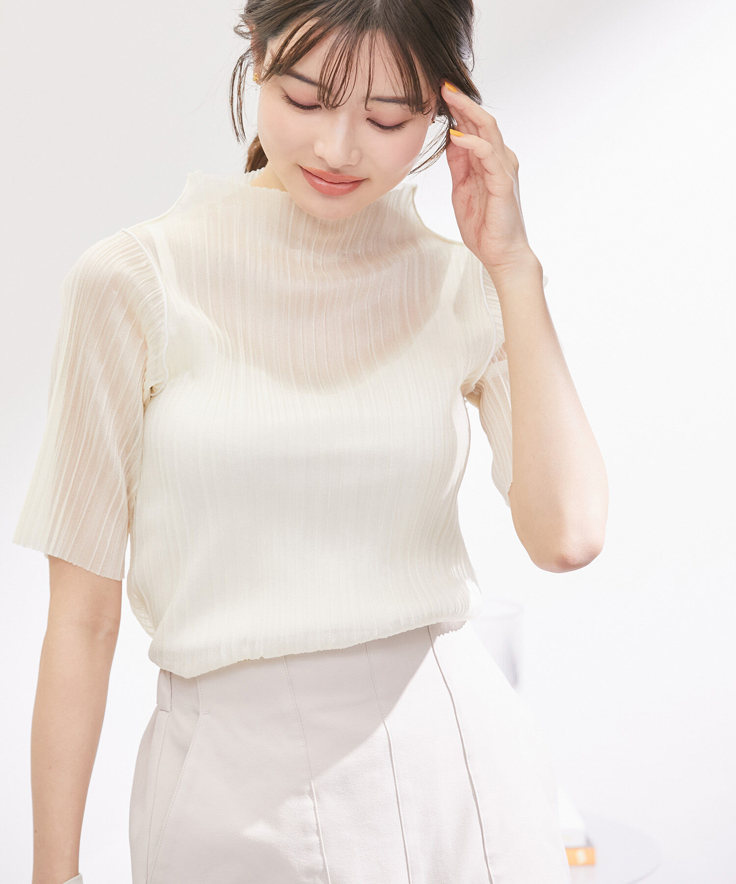 Rope&rsquo;Picnic「シアープリ－ツプチハイネックカットトップス」|Tシャツ・カットソー|