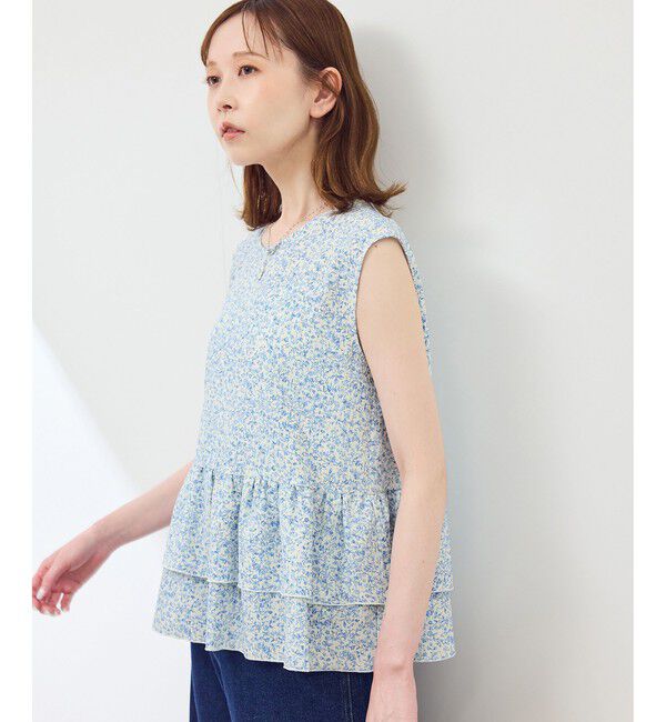 Rope&rsquo;Picnic「小花柄ティアードゼロスリーブブラウス」|シャツ・ブラウス|