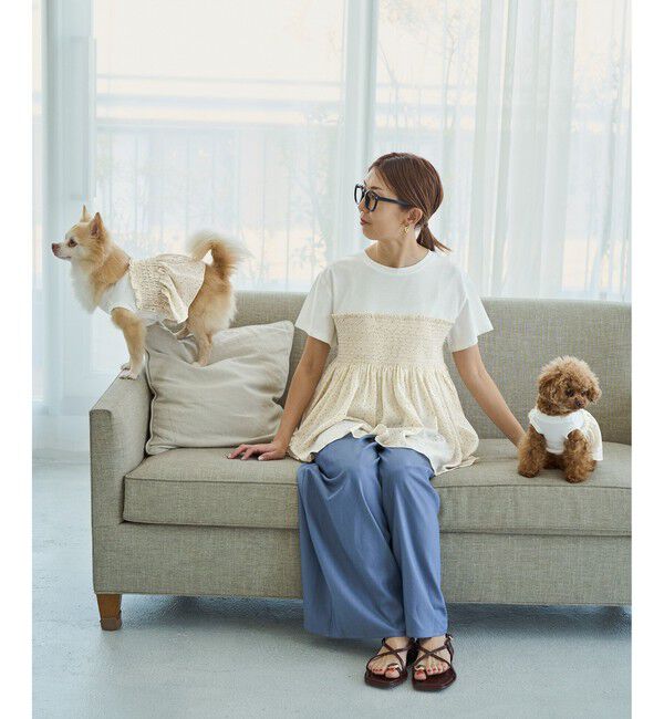 ROPE PICNIC PASSAGE「【DOG】シャーリングワンピース/リンクコーデ」|その他|