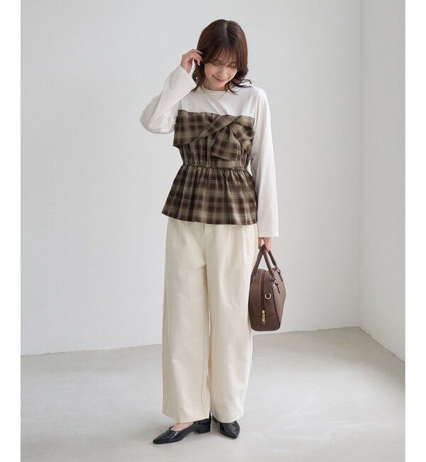 Rope&rsquo;Picnic「ビスチェドッキングチェックトップス」|Tシャツ・カットソー|
