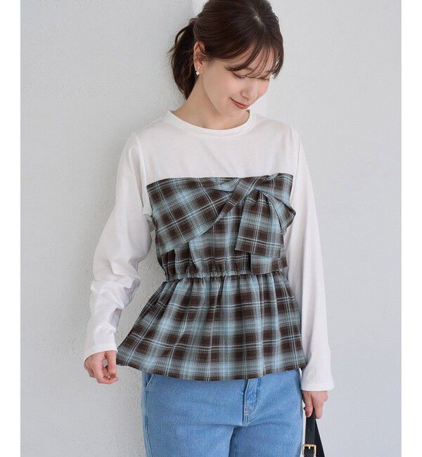 Rope&rsquo;Picnic「ビスチェドッキングチェックトップス」|Tシャツ・カットソー|