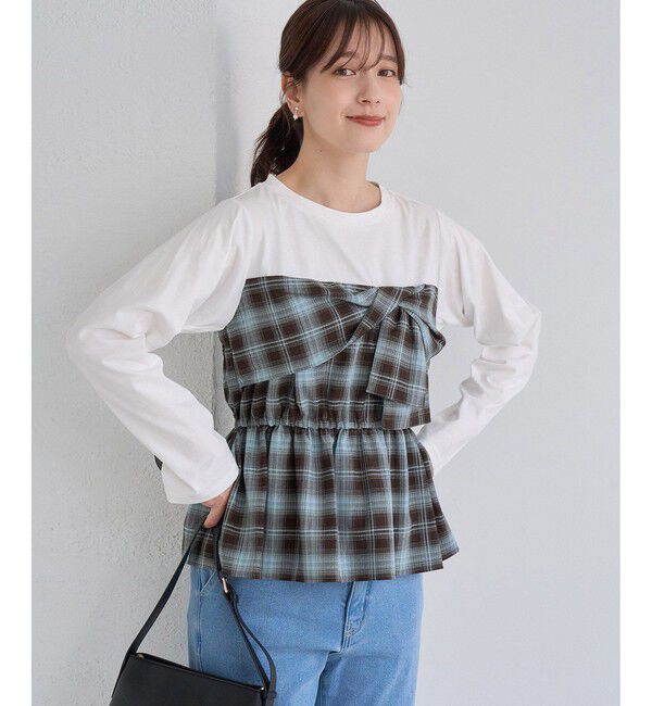 Rope&rsquo;Picnic「ビスチェドッキングチェックトップス」|Tシャツ・カットソー|