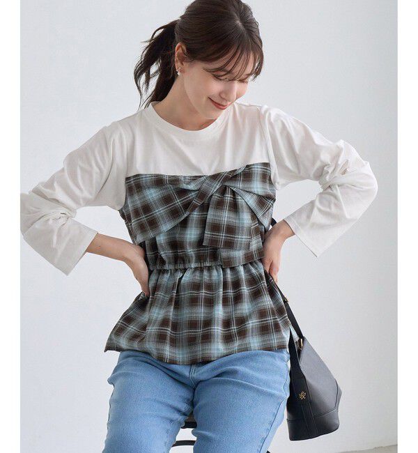 Rope&rsquo;Picnic「ビスチェドッキングチェックトップス」|Tシャツ・カットソー|