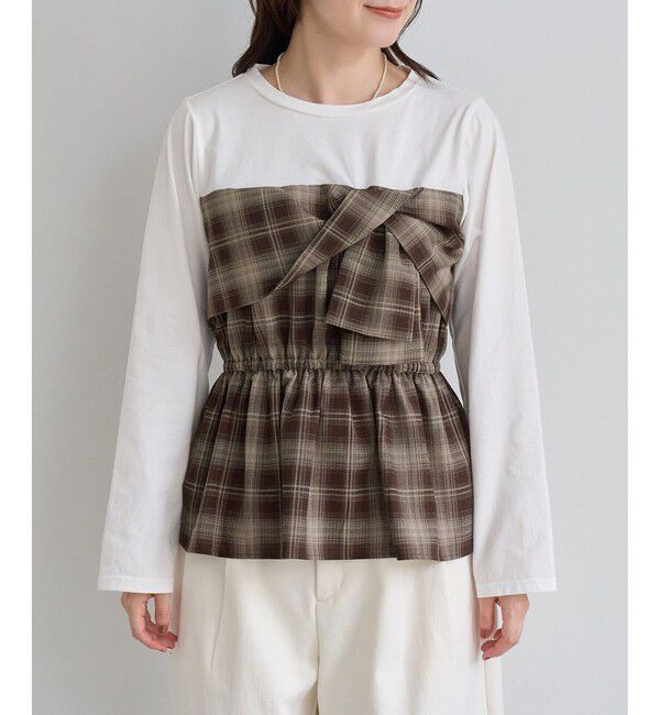 Rope&rsquo;Picnic「ビスチェドッキングチェックトップス」|Tシャツ・カットソー|