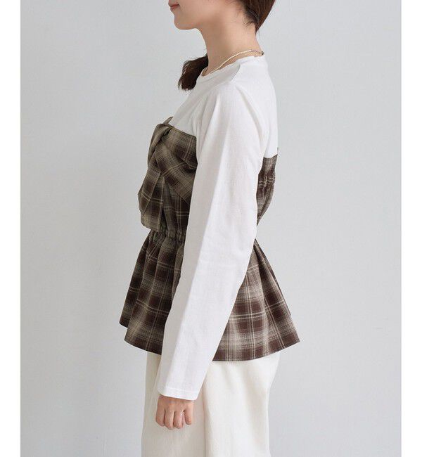 Rope&rsquo;Picnic「ビスチェドッキングチェックトップス」|Tシャツ・カットソー|