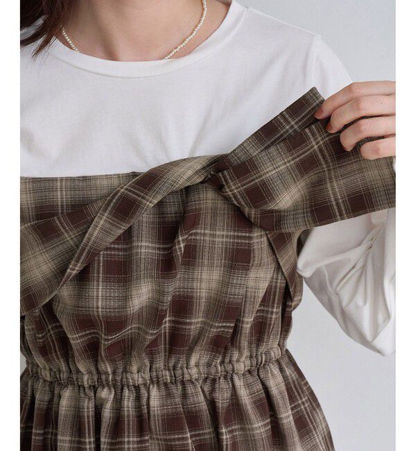 Rope&rsquo;Picnic「ビスチェドッキングチェックトップス」|Tシャツ・カットソー|