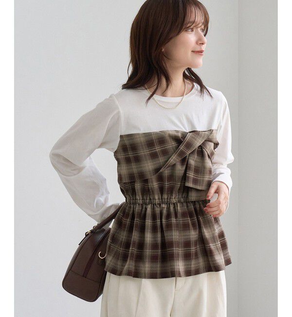 Rope&rsquo;Picnic「ビスチェドッキングチェックトップス」|Tシャツ・カットソー|