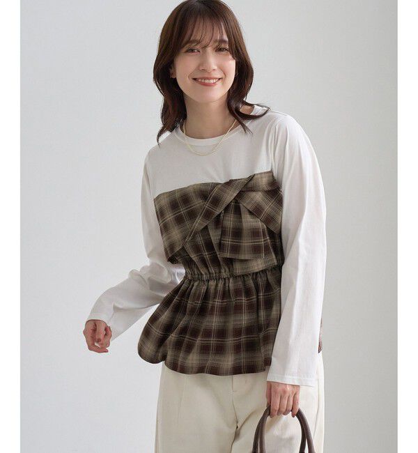 Rope&rsquo;Picnic「ビスチェドッキングチェックトップス」|Tシャツ・カットソー|