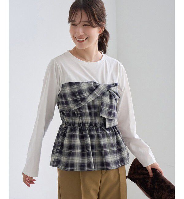Rope&rsquo;Picnic「ビスチェドッキングチェックトップス」|Tシャツ・カットソー|