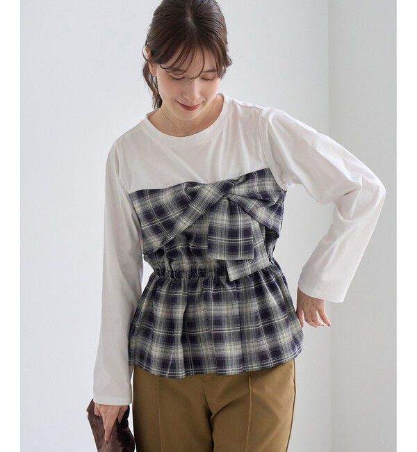Rope&rsquo;Picnic「ビスチェドッキングチェックトップス」|Tシャツ・カットソー|