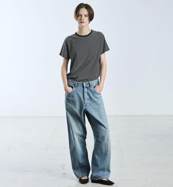 handvaerk「handvaerk | 60/2 クルーネック半袖Tシャツ STRIPE WOMEN」|Tシャツ・カットソー|