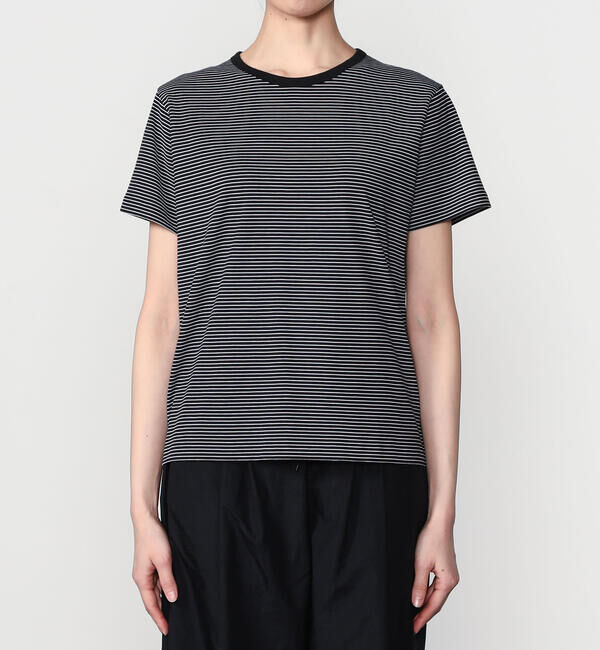 handvaerk「handvaerk | 60/2 クルーネック半袖Tシャツ STRIPE WOMEN」|Tシャツ・カットソー|