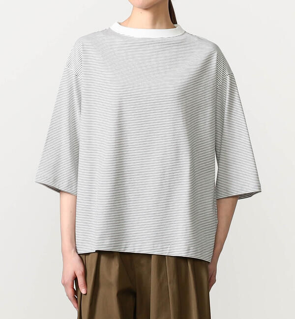 handvaerk「handvaerk | 60/2 ボトルネックTシャツ STRIPE WOMEN」|Tシャツ・カットソー|