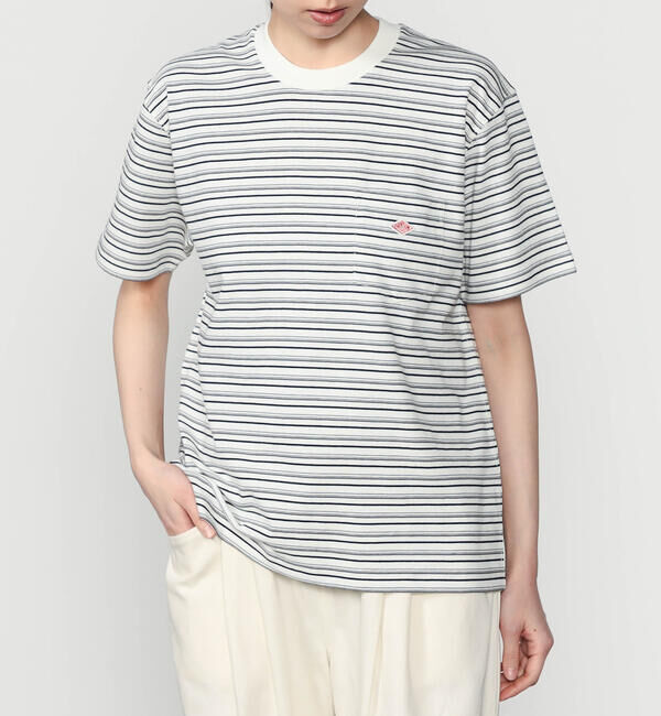 DANTON「DANTON | マルチボーダー ポケットクルーネックTシャツ WOMEN」|Tシャツ・カットソー|