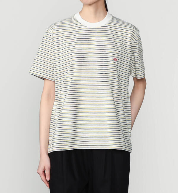DANTON「DANTON | マルチボーダー ポケットクルーネックTシャツ WOMEN」|Tシャツ・カットソー|YELLOW系1