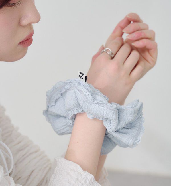  「【fiw.】フリルレースシュシュ」|その他|サックスブルー