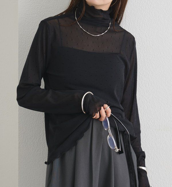  「シアードットハイネックロンT」|Tシャツ・カットソー|ブラック