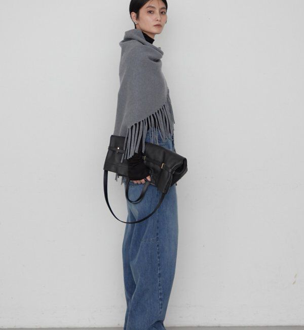  「《トップスやアウターにプラスワン》フリンジニットストール」|マフラー|