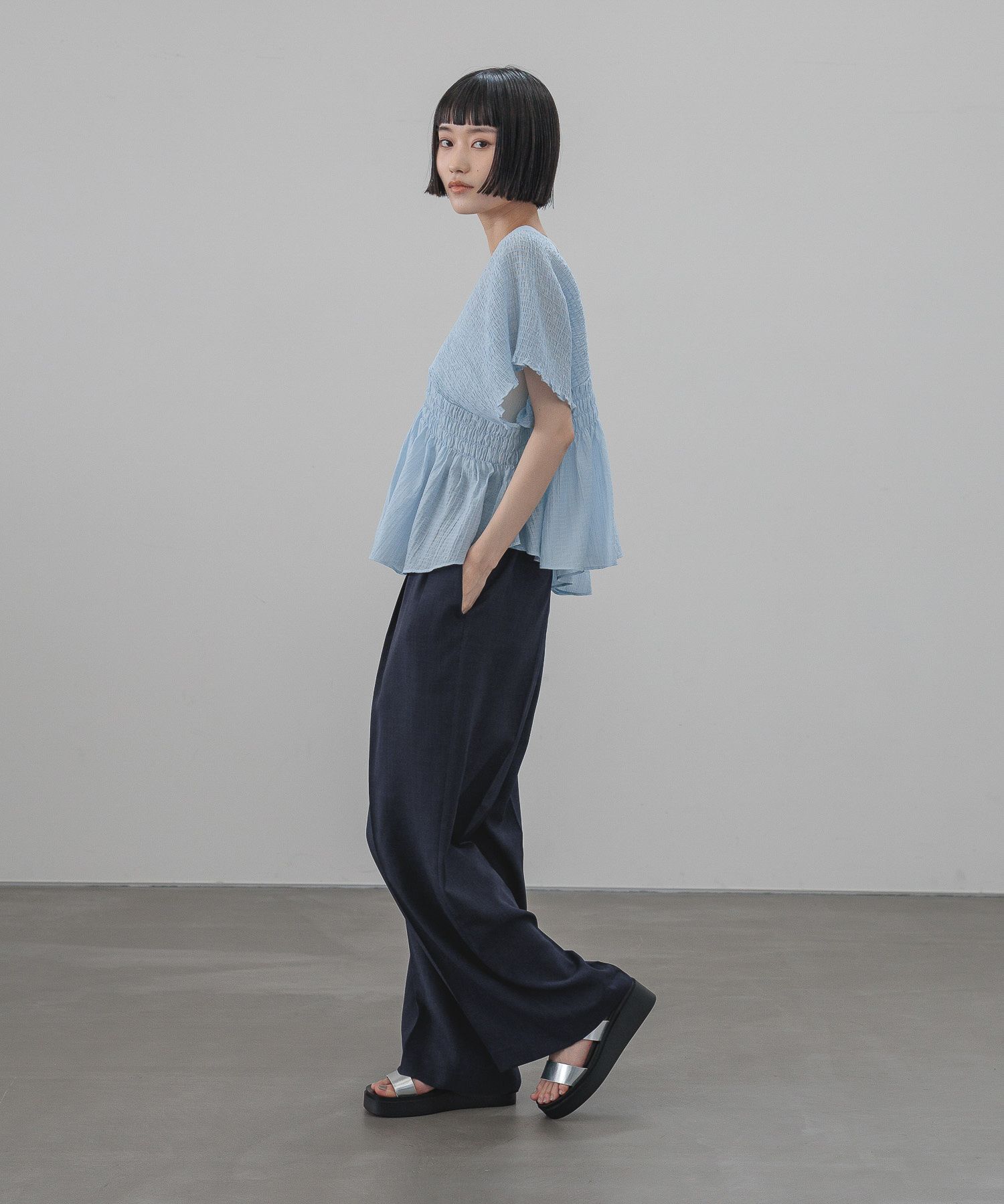 LOWRYS FARM「バスケットワイドパンツ」|スラックス|