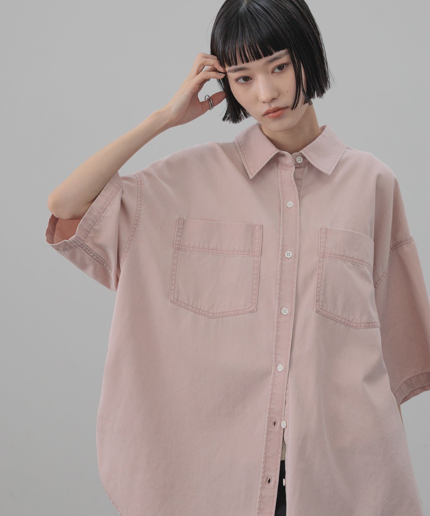 LOWRYS FARM「アソートデニムＢＩＧシャツＳＳ」|シャツ・ブラウス|