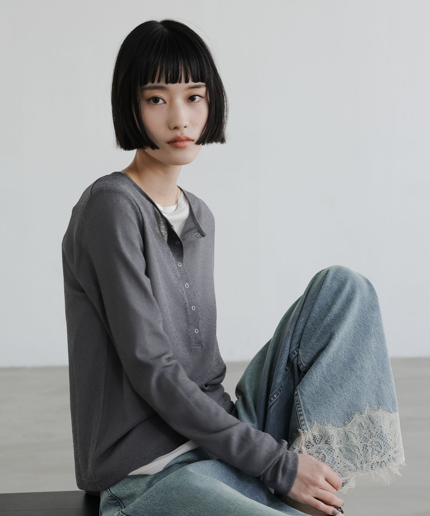 LOWRYS FARM「USEFULヘンリーPOLS」|Tシャツ・カットソー|GRY8