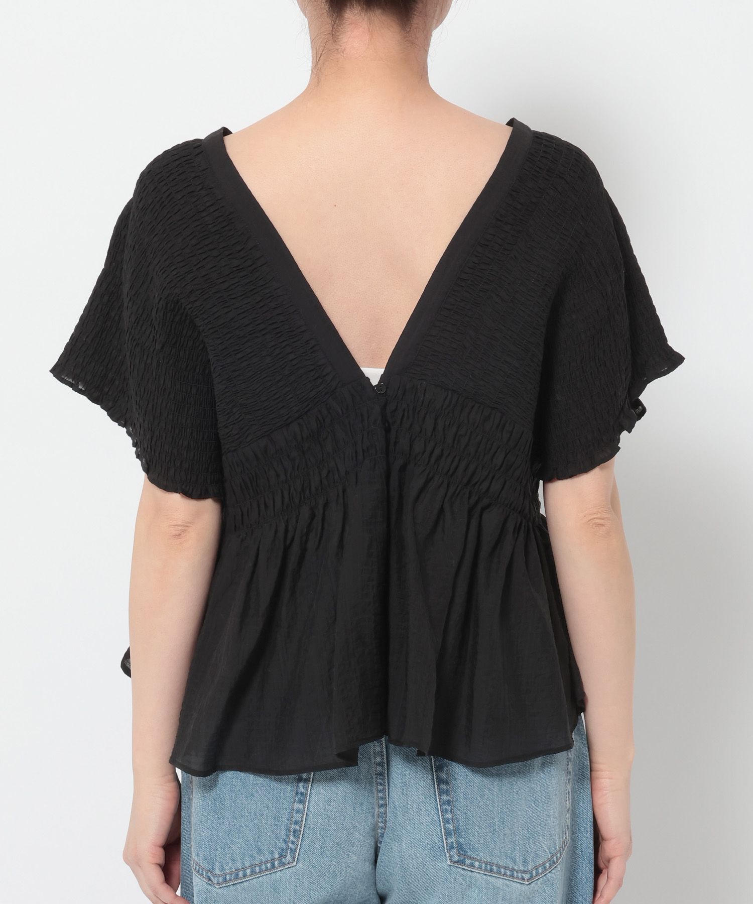 LOWRYS FARM「ヨウリュウシャーリングショートフレンチスリーブ」|シャツ・ブラウス|