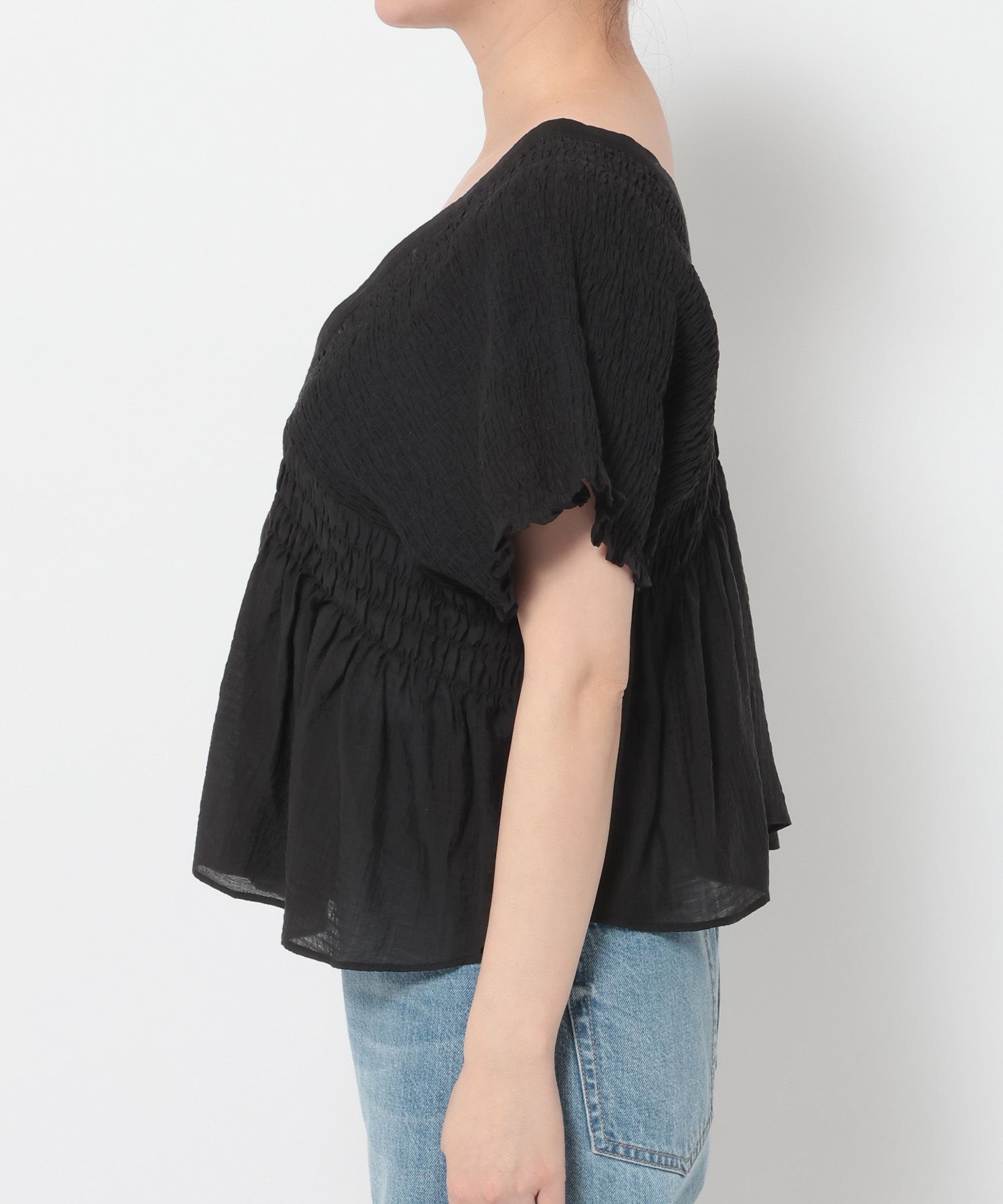 LOWRYS FARM「ヨウリュウシャーリングショートフレンチスリーブ」|シャツ・ブラウス|