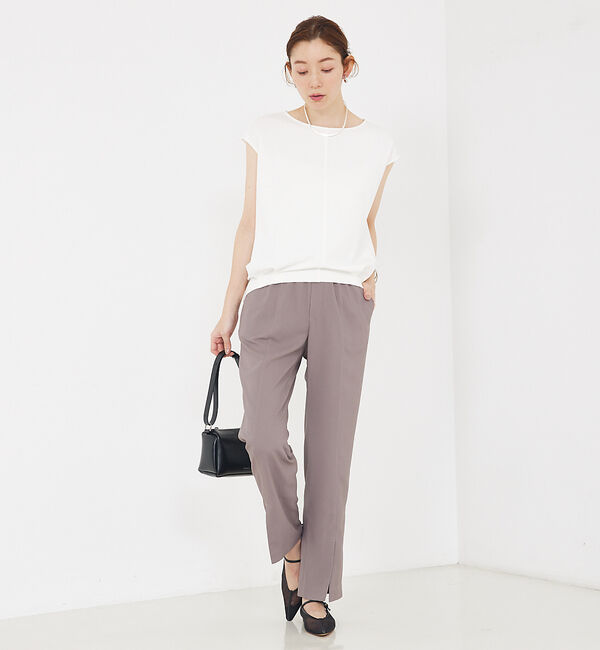 qualite「バックサテンジョーゼットベンツパンツ」|その他|
