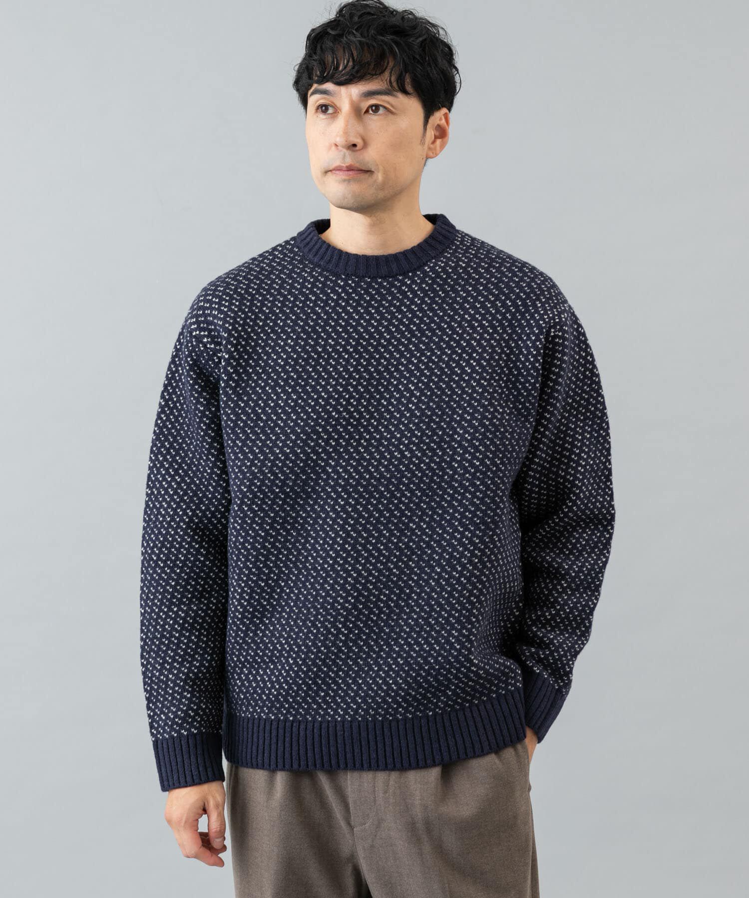 URBAN RESEARCH ROSSO「『XLサイズあり』バーズアイ柄クルーネックニット」|ニット・セーター|