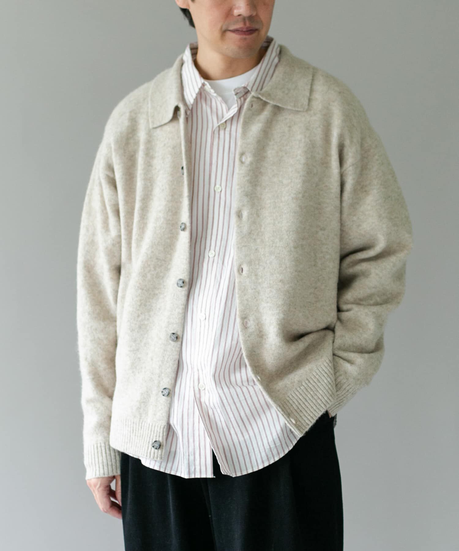 URBAN RESEARCH DOORS「『WEB限定』ウール混もちもちシャツカーディガン」|カーディガン|