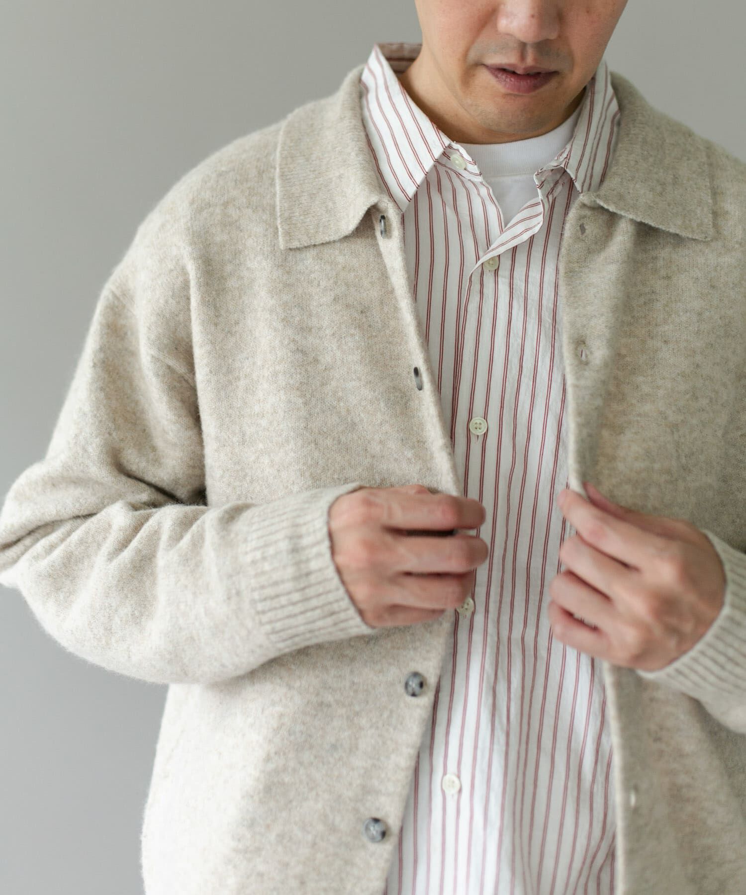 URBAN RESEARCH DOORS「『WEB限定』ウール混もちもちシャツカーディガン」|カーディガン|
