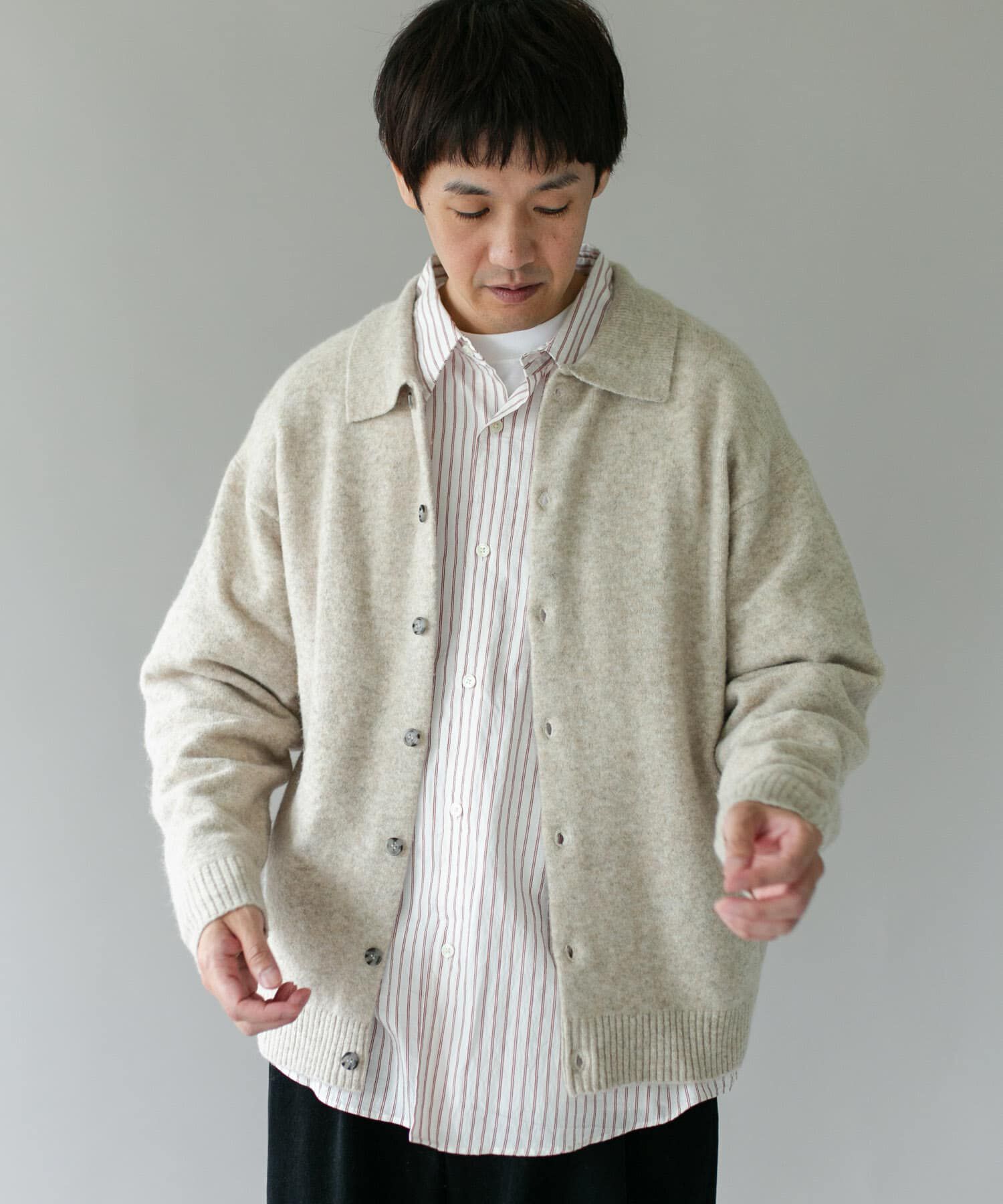 URBAN RESEARCH DOORS「『WEB限定』ウール混もちもちシャツカーディガン」|カーディガン|