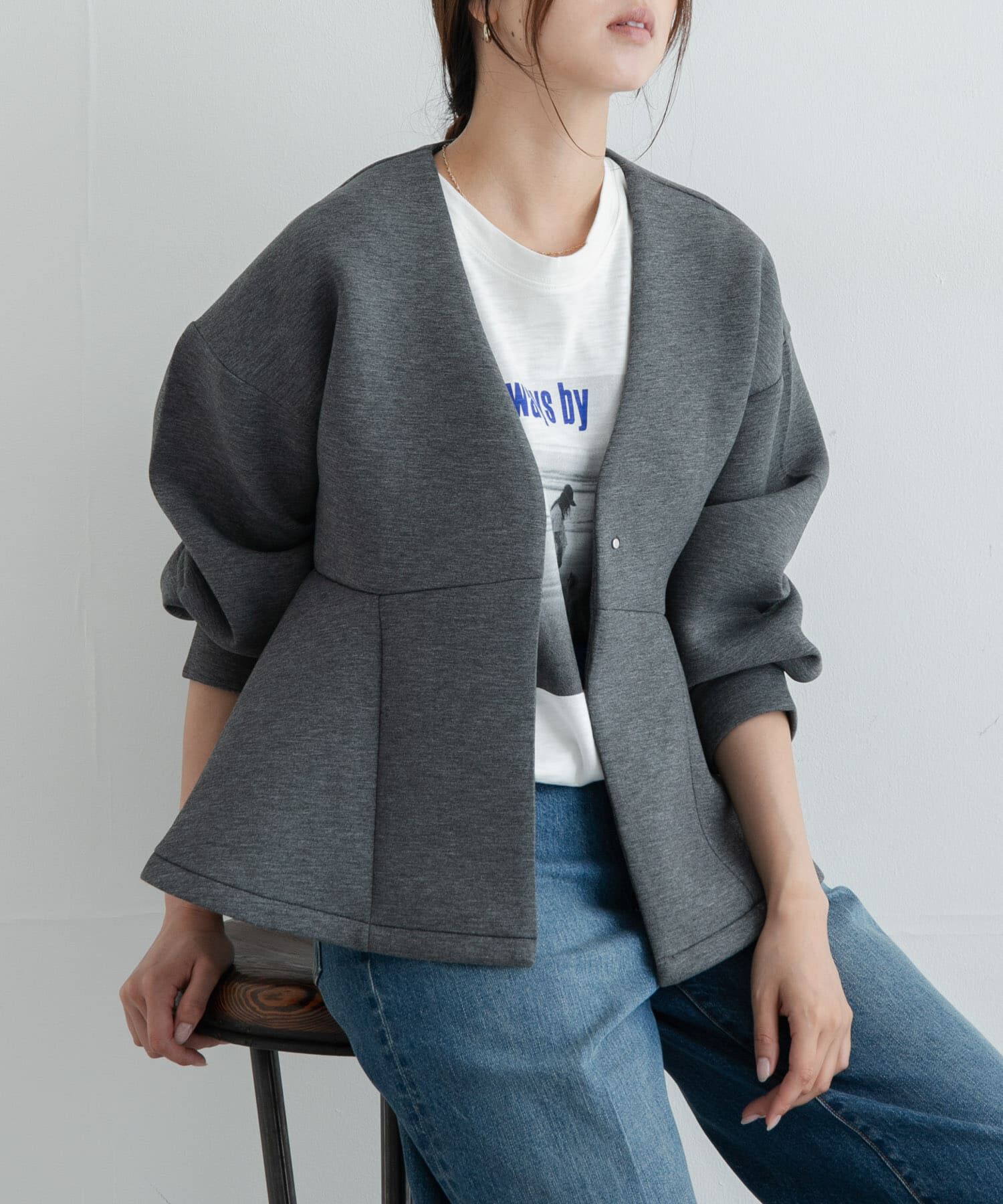 Sonny Label 「『WEB限定』ダンボールペプラムブルゾン」|ブルゾン・スタジャン|グレー