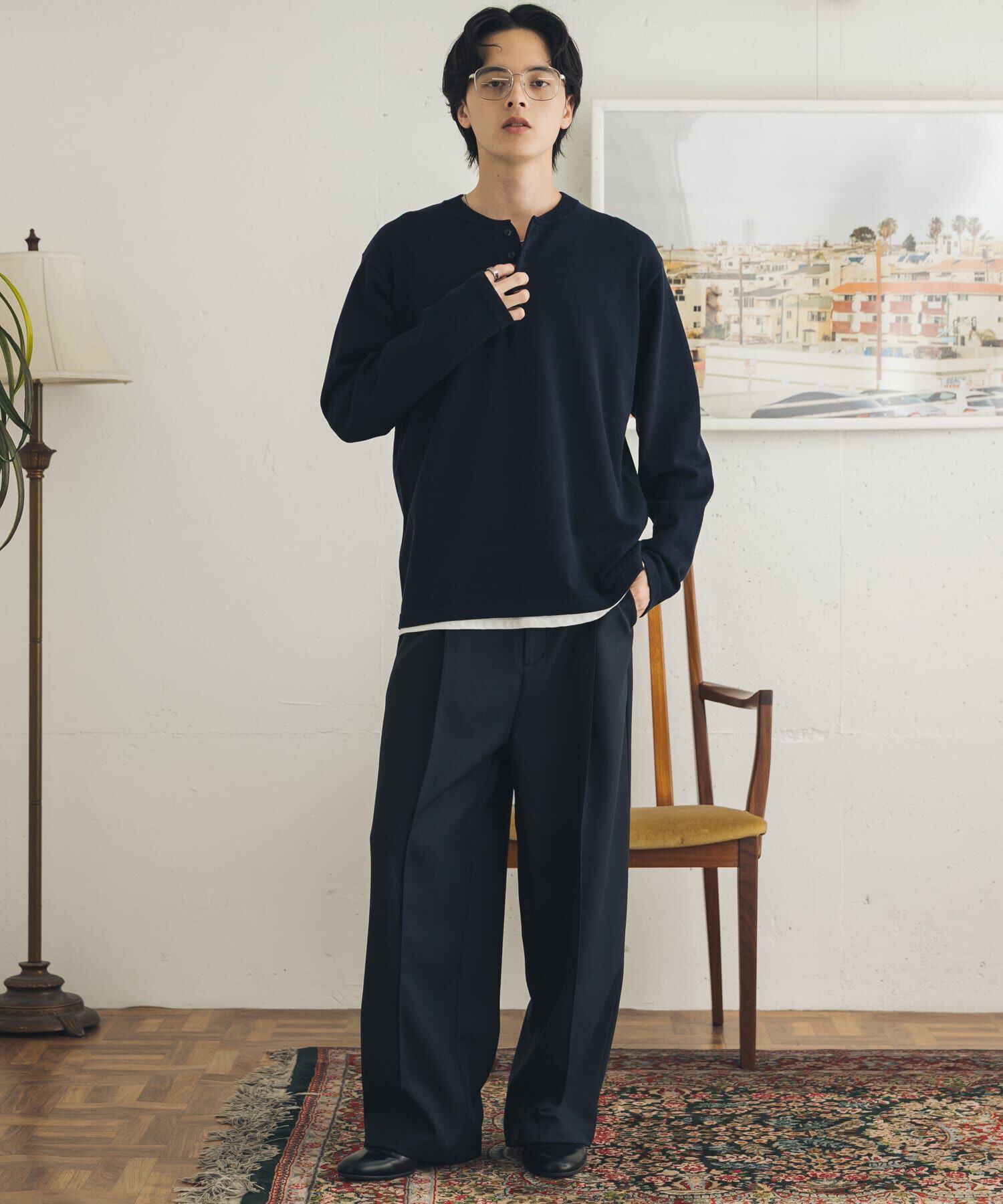 SENSE OF PLACE by URBAN RESEARCH「ストレッチヘンリーネックニット」|ニット・セーター|